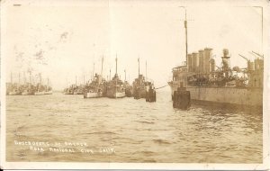 RPPC US Navy, American Destroyers at Anchor, National City, CA, 1924, Harbor