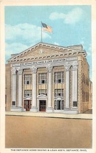 Ohio Postcard c1910 DEFIANCE Home Savings Loan Bank Advertising Back