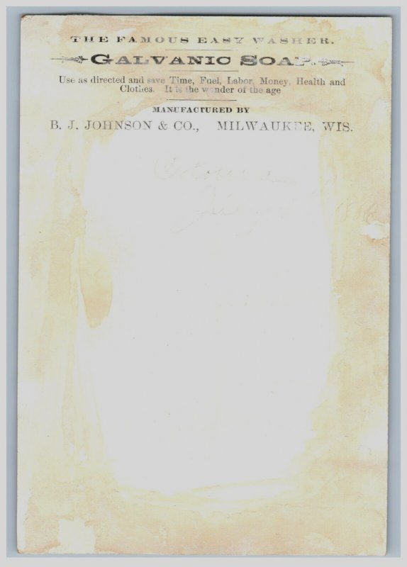 1880s-90s B.J. Johnson Galvanic Soap Milwaukee, WI #6P