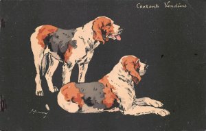 DOGS COURANTS VENDEIMS ARTIST SIGNED POSTCARD (c.1910)