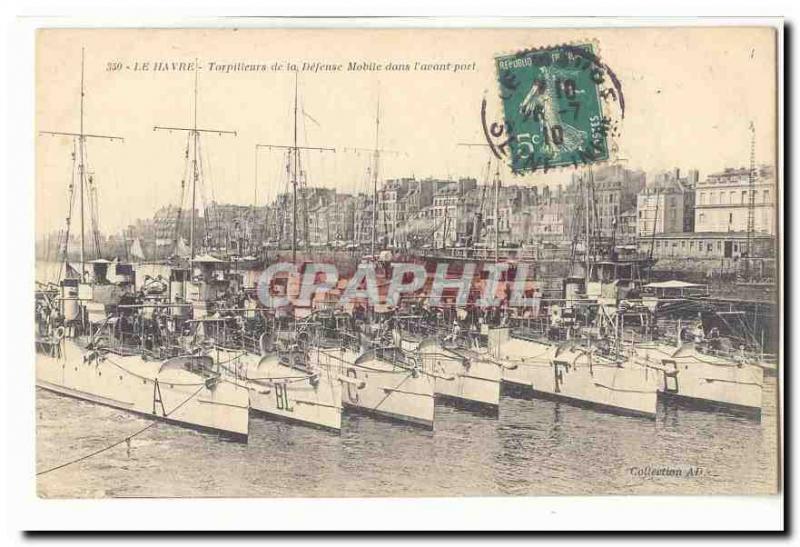  Le Havre Vintage Postcard Destroyers of mobile defense in before port