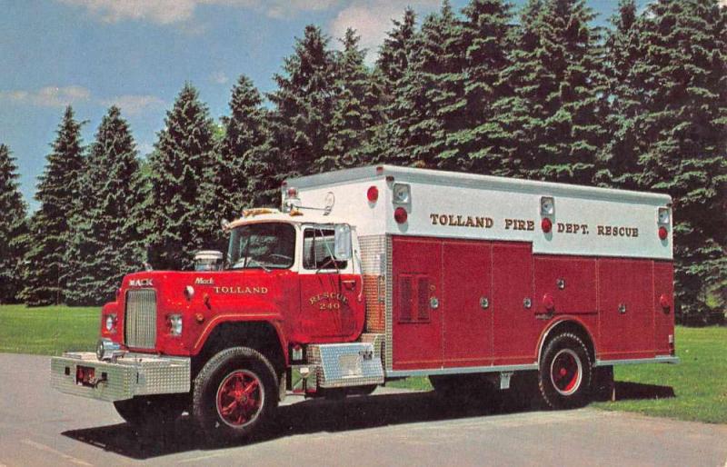 Tolland Connectict 1978 Mac Saulsbury Rescue Truck Vintage Postcard K72863
