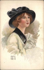 Rappini Beautiful Woman Fashionable Hat Glamour Vintage Postcard