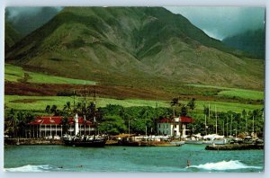 c1950's Boat Harbor Building Mountain Lahaina Maui Hawaii HI Vintage Postcard