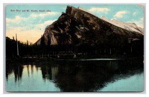 Bow River Mount Rundle Banff Alberta Canada UNP DB Postcard P28