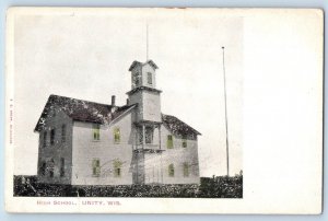 Unity Wisconsin Postcard High School Building Exterior View 1905 Antique Vintage
