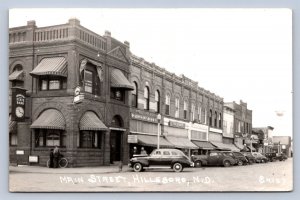 J95/ Hillsboro North Dakota RPPC Postcard c1940s Main Street Stores  218
