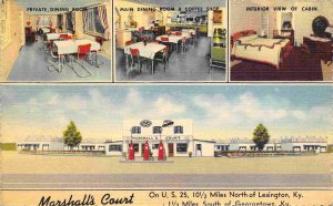 Marshall Court Motel Gas Pumps US 25 Georgetown Kentucky linen postcard
