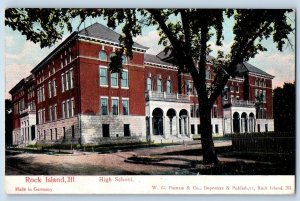 Rock Island Illinois IL Postcard High School Building Exterior 1907 Antique