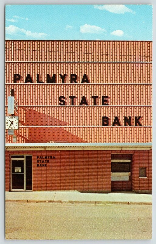 Palmyra Missouri~Palmyra State Bank~Square Face Clock~1950s Postcard 