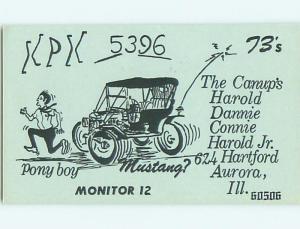 comic - QSL HAM RADIO CARD Aurora Illinois IL t0782