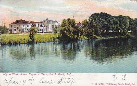 Indiana South Bend River Scene Navarre Place 1906