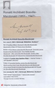 Ronald Archibald Bosville Macdonald Baron Laird Of Sleat Old Autograph