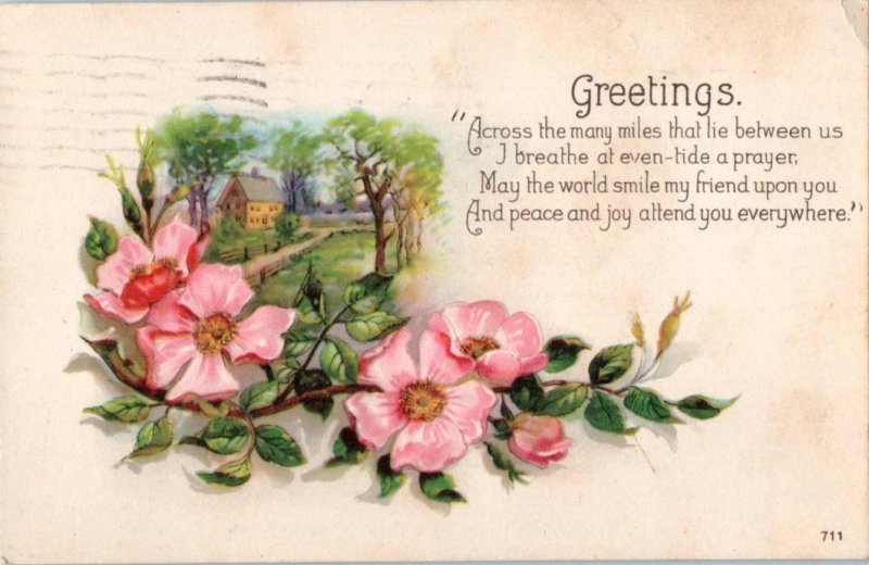 1922 Greetings, Spring Dogwood Flowers