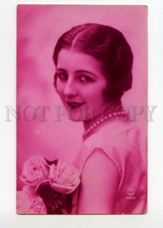 488103 FASHION Beauty Lady Pearl Vintage Pink PHOTO postcard LEO Paris #2854