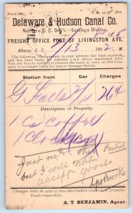 Albany New York NY Postal Card Delaware & Hudson Canal Co. 1892 Antique