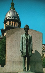 Vintage Postcard Abraham Lincoln Statue State Capitol Springfield Illinois IL