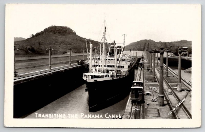 RPPC Transiting Panama Canal 1940s US Navy to Reichert Auburn PA Postcard F28