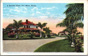 USA A Beautiful Home Fort Myers Florida Vintage Postcard 05.25