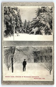 c1910 WAUWATOSA WI WINTER SCENE GROUNDS MILWAUKEE SANITARIUM POSTCARD P2764