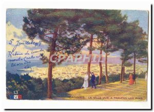 Cannes Old Postcard The city seen through the pines