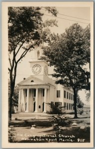 KENNEBUNKPORT ME OLD CONGREGATIONAL CHURCH ANTIQUE REAL PHOTO POSTCARD RPPC