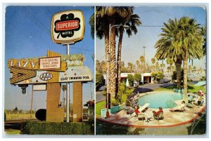 1968 Lazy Motel Phoenix Arizona AZ Swimming Pool Dual View Vintage Postcard