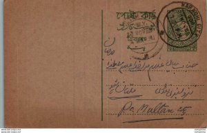 Pakistan Postal Stationery Karachi cds to Multan