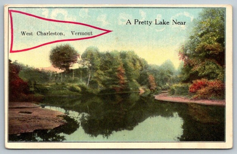 West Charleston  Vermont  Flag  Postcard  1919