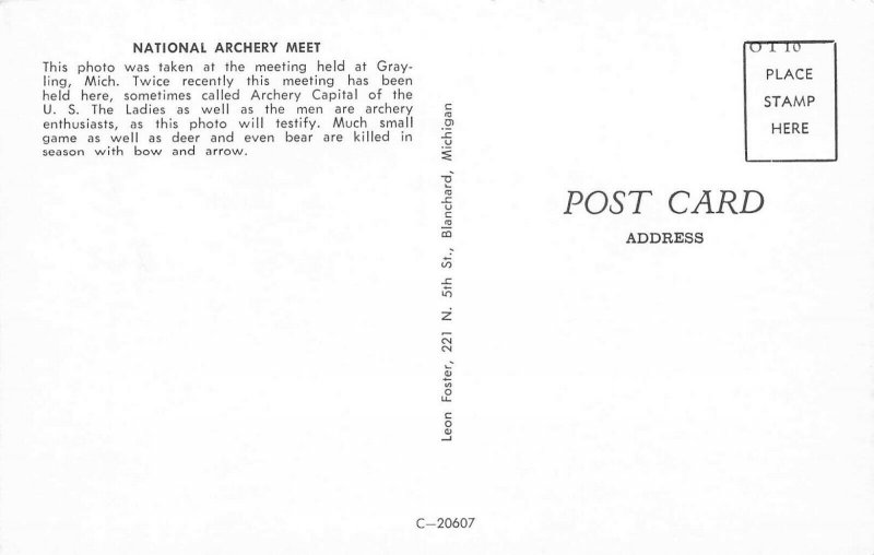 Grayling MI National Archery Meet Postcard