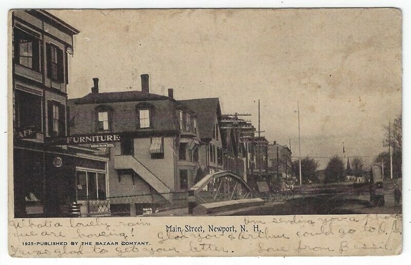 Newport,  New Hampshire, Vintage Postcard View of Main Street, 1909