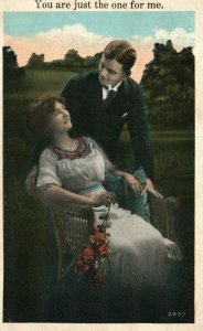 Vintage Postcard 1910's You are Just the One for Me Man and Woman in Love