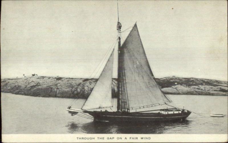 Sailboat & Lighthouse in Distance Publ in Waltham MA c1910 Postcard