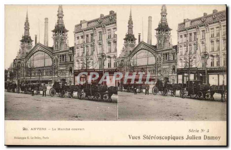 Belgium Belgie Old Postcard Antwerp The covered market