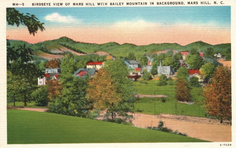 Vintage Postcard Birdseye View College Bailey Mountain Mars Hill North Carolina