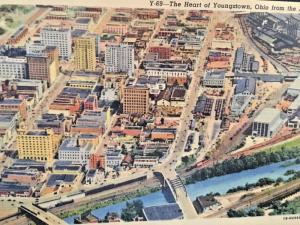 Postcard The Heart of Youngstown, Ohio from the air.    X2