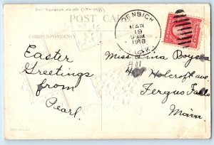 1918 Easter Holy Cross And Flowers DPO (1900-1988) Denbigh ND Embossed Postcard