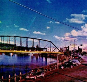 Chena River Antique Cars Bridge Fairbanks Alaska AK Postcard Kodachrome UNP C17