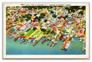 Aerial View Government Landing Newport Rhode Island RI UNP Linen Postcard Y11