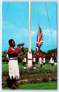 SUVA, FIJI ~ Raising Flag GOVERNMENT HOUSE GUARD Military c1960s  Postcard