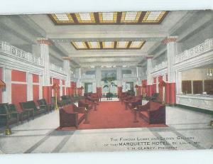 Unused Divided-Back MARQUETTE HOTEL LOBBY St. Louis Missouri MO B1850