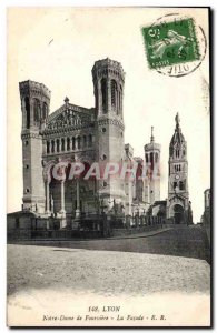 Lyon Old Postcard Our Lady of Fourviere, facade