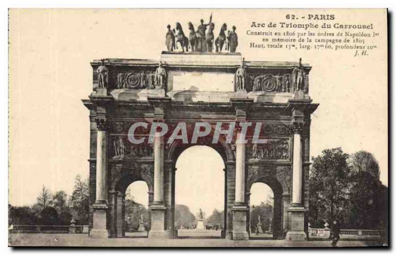 Old Postcard Paris Arc de Triomphe du Carrousel