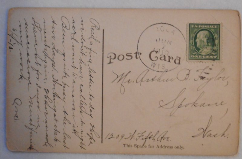 Logs Coming in to Wausau, WI on Railroad postmark 1910