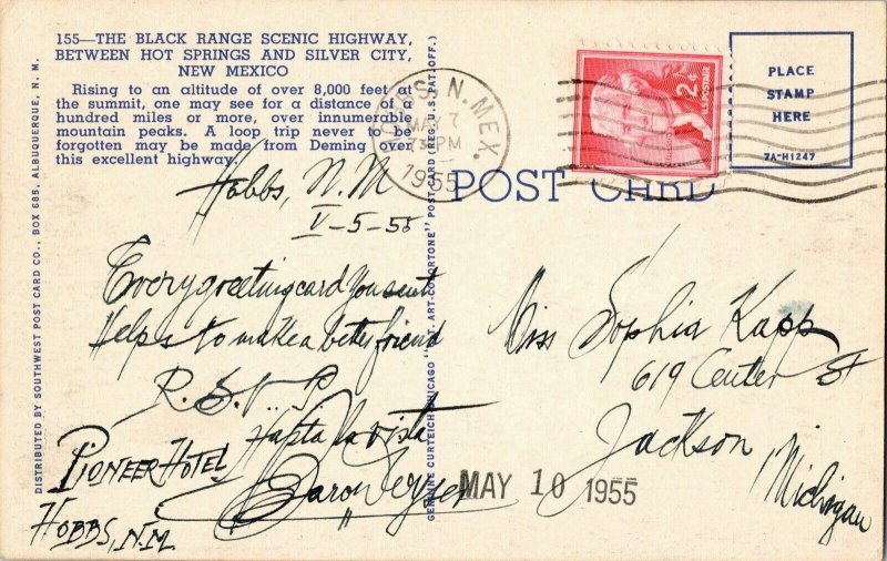 Black Range Scenic Highway Hot Springs Silver City New Mexico c1955 Postcard PM 