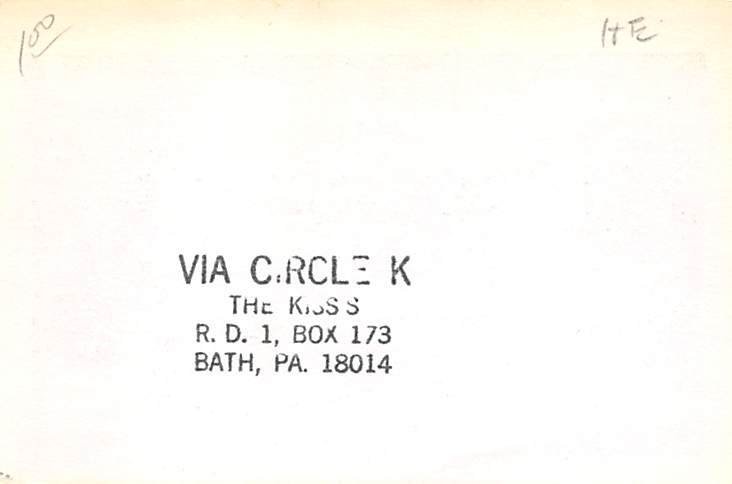 KAJA1983 Tamaqua, PA, USA QSL Writing on Back 