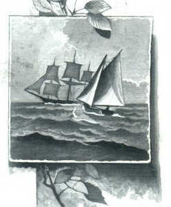 1879 Engraved Sea Waves Ship Sailboat F140