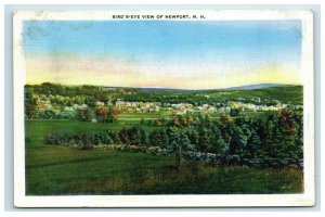 1939 Bird's Eye View of Newport NH Postcard Linen