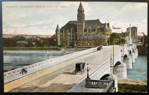 Vintage Postcard 1908 Main Street Concrete Bridge, Dayton, Ohio (OH)