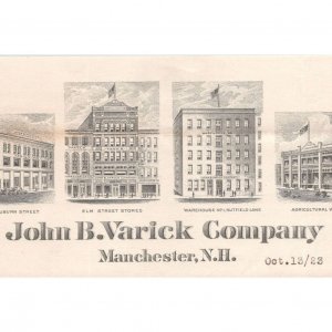 1923 Billhead John B. Varick Company Manchester, New Hampshire Engravings